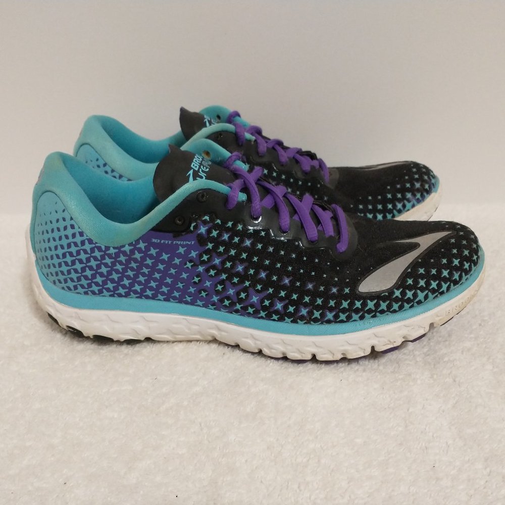 Brooks Pure Flow 5 Black Purple Blue Running Shoes 1202071B488 Women's Size 7.5